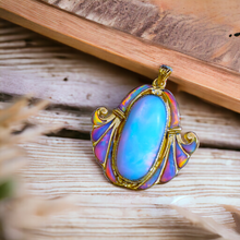 Load image into Gallery viewer, Gold Amazing Opal Lotus Flower Pendant Necklace