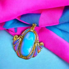 Load image into Gallery viewer, Gold Amazing Opal Lotus Flower Pendant Necklace