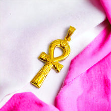 Load image into Gallery viewer, Gold Akhenaton Prayers Ankh Key Of Life Pendant Necklace