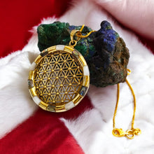 Load image into Gallery viewer, Flower of Life Key Of life Mother of Pearl Gold Pendant Necklace