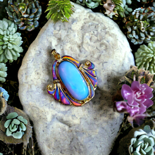 Load image into Gallery viewer, Gold Amazing Opal Lotus Flower Pendant Necklace