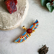 Load image into Gallery viewer, Colorful Winged Sun Disk Gold Pendant Necklace