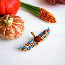 Load image into Gallery viewer, Colorful Winged Sun Disk Gold Pendant Necklace
