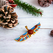 Load image into Gallery viewer, Colorful Winged Sun Disk Gold Pendant Necklace