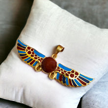 Load image into Gallery viewer, Colorful Winged Sun Disk Gold Pendant Necklace