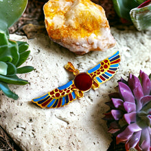 Load image into Gallery viewer, Colorful Winged Sun Disk Gold Pendant Necklace
