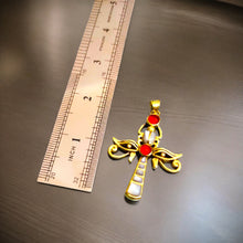 Load image into Gallery viewer, Gold Key Of life Ankh Eye of Horus Complex Pendant Necklace