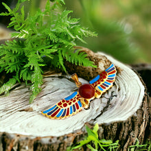 Load image into Gallery viewer, Colorful Winged Sun Disk Gold Pendant Necklace