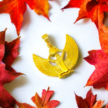 Load image into Gallery viewer, Winged Goddess Isis Gold Pendant Necklace