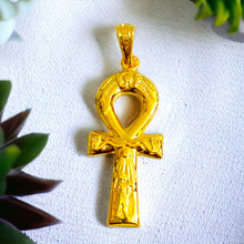 Load image into Gallery viewer, Gold Akhenaton Prayers Ankh Key Of Life Pendant Necklace