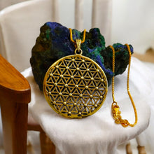 Load image into Gallery viewer, Flower of Life Key Of life Gold Pendant Necklace