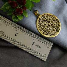 Load image into Gallery viewer, Flower of Life Key Of life Gold Pendant Necklace