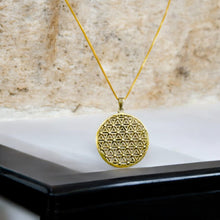 Load image into Gallery viewer, Flower of Life Key Of life Gold Pendant Necklace