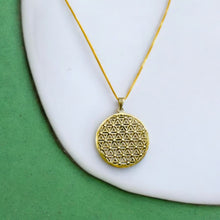 Load image into Gallery viewer, Flower of Life Key Of life Gold Pendant Necklace