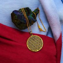 Load image into Gallery viewer, Flower of Life Key Of life Gold Pendant Necklace