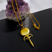 Load image into Gallery viewer, Goddess Hathor's Mirror Gold Pendant Necklace