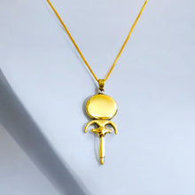 Load image into Gallery viewer, Goddess Hathor's Mirror Gold Pendant Necklace