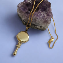 Load image into Gallery viewer, Goddess Hathor's Mirror Gold Pendant Necklace