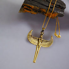 Load image into Gallery viewer, Gold Winged Goddess Isis Pendant