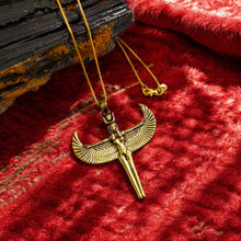 Load image into Gallery viewer, Gold Winged Goddess Isis Pendant