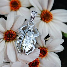Load image into Gallery viewer, Silver Scarab Pendant Necklace