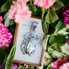 Load image into Gallery viewer, Silver Scarab Pendant Necklace