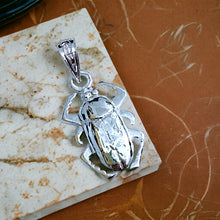 Load image into Gallery viewer, Silver Scarab Pendant Necklace