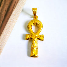 Load image into Gallery viewer, Gold Akhenaton Prayers Ankh Key Of Life Pendant Necklace