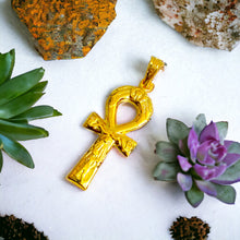 Load image into Gallery viewer, Gold Akhenaton Prayers Ankh Key Of Life Pendant Necklace