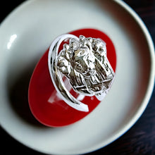 Load image into Gallery viewer, Silver Goddess Sekhmet Adjustable Ring