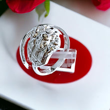 Load image into Gallery viewer, Silver Goddess Sekhmet Adjustable Ring