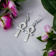 Load image into Gallery viewer, Silver Key Of life Ankh Earring
