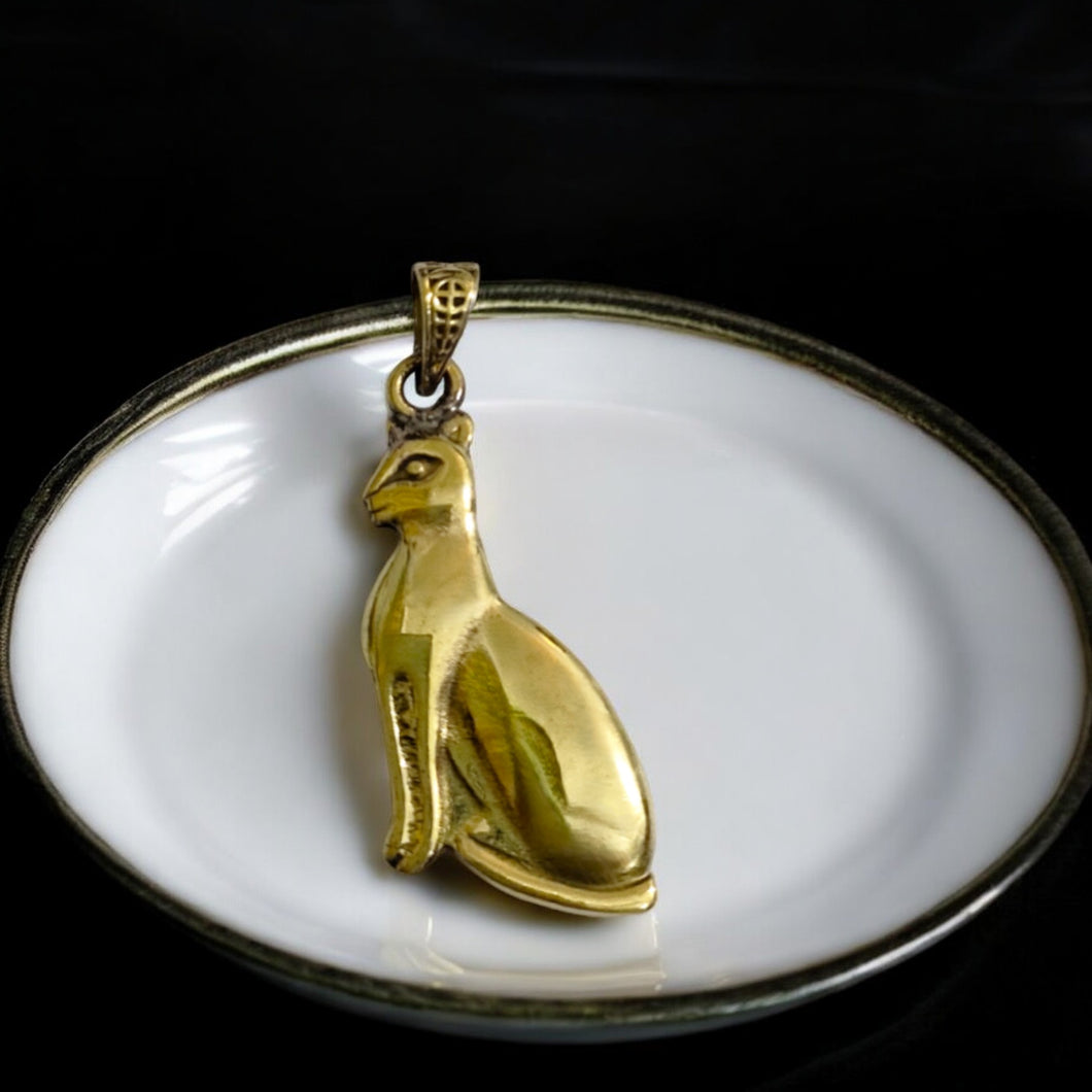 Bastet The Cat Pendant Gold Necklace