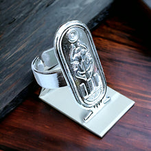 Load image into Gallery viewer, Royal Cartouche adjustable Silver Ring
