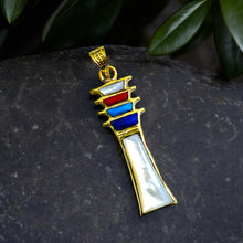 Load image into Gallery viewer, Mother Of Pearls djed pillar Gold pendant Necklace
