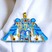 Load image into Gallery viewer, Colorful Horus Ra Amulet Gold Pendant Necklace
