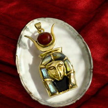 Load image into Gallery viewer, Goddess Hathor Gold Mother of Pearl Pendant Necklace
