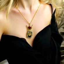 Load image into Gallery viewer, Goddess Hathor Gold Mother of Pearl Pendant Necklace
