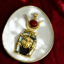 Load image into Gallery viewer, Goddess Hathor Gold Mother of Pearl Pendant Necklace
