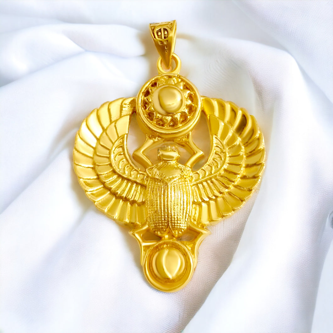 Royal Scarab Beetle Gold Pendant