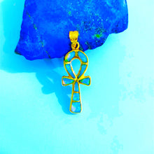 Load image into Gallery viewer, Opal Key of Life Ankh Gold Pendant Necklace
