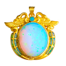 Load image into Gallery viewer, Egyptian Jewelry Gold-Filled Ancient Egyptian Amulet, God and Goddess Talsiman Pendant, Divine Minimalist Gold Pendant Necklace Gift for Men and Women (Bennu Wadjet Opal Amulet)
