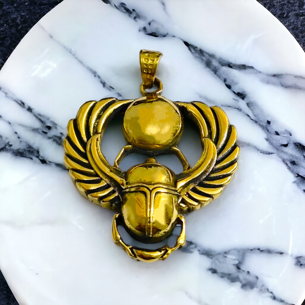 Winged Royal Scarab Pendant, Egyptian Jewelry, Ancient  Amulet, God and Goddess Talsiman Pendant, Divine Minimalist Pendant, Gift for Men and Women