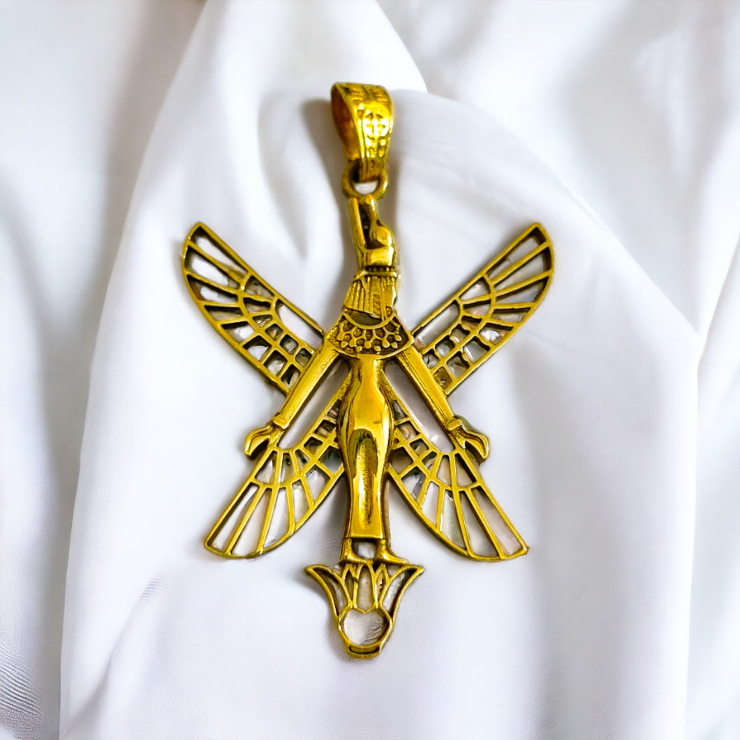 Winged Isis Gold Pendant Necklace