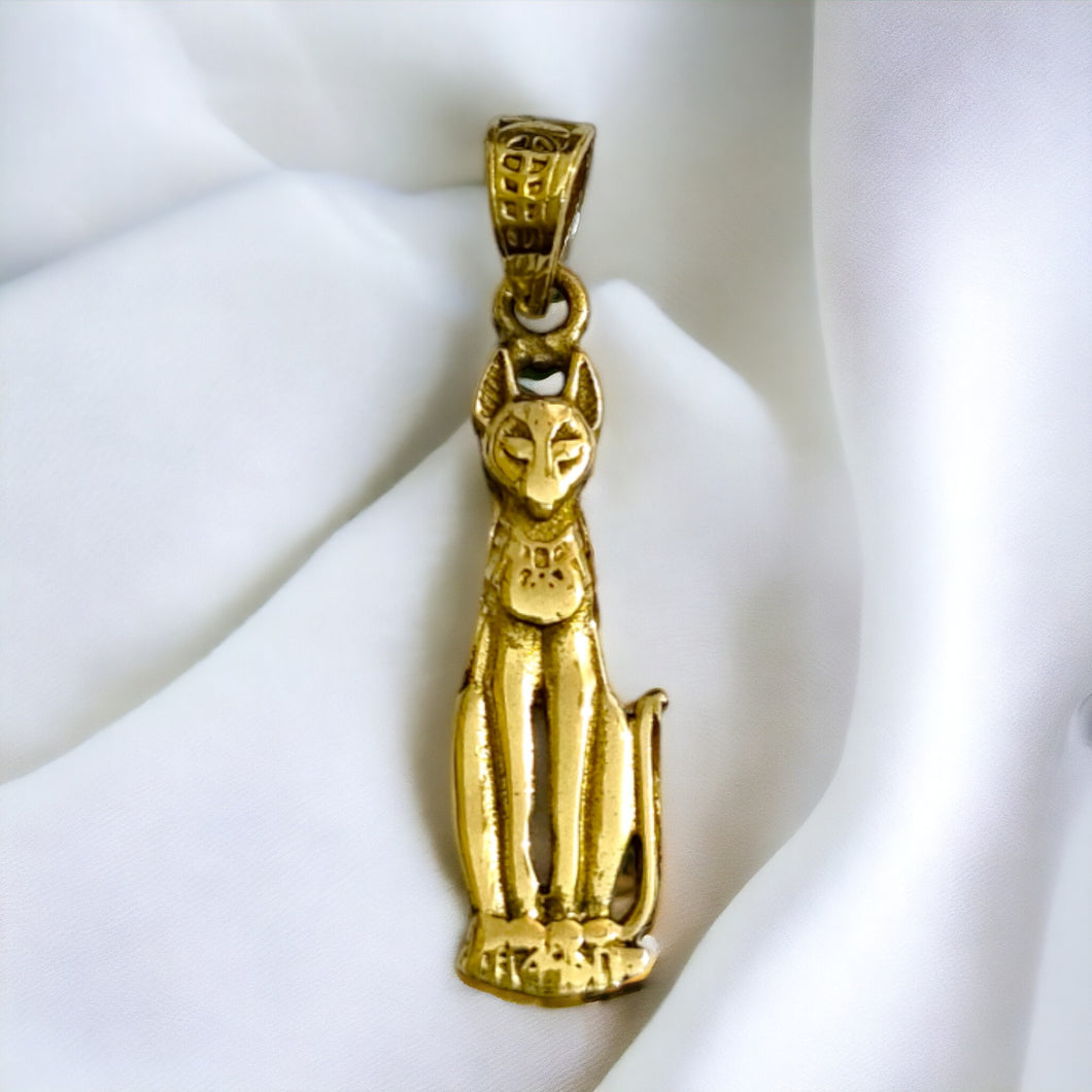 Bastet The Cat Pendant Gold Necklace