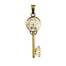 Load image into Gallery viewer, Flower of Life Key Of life Gold Pendant Necklace
