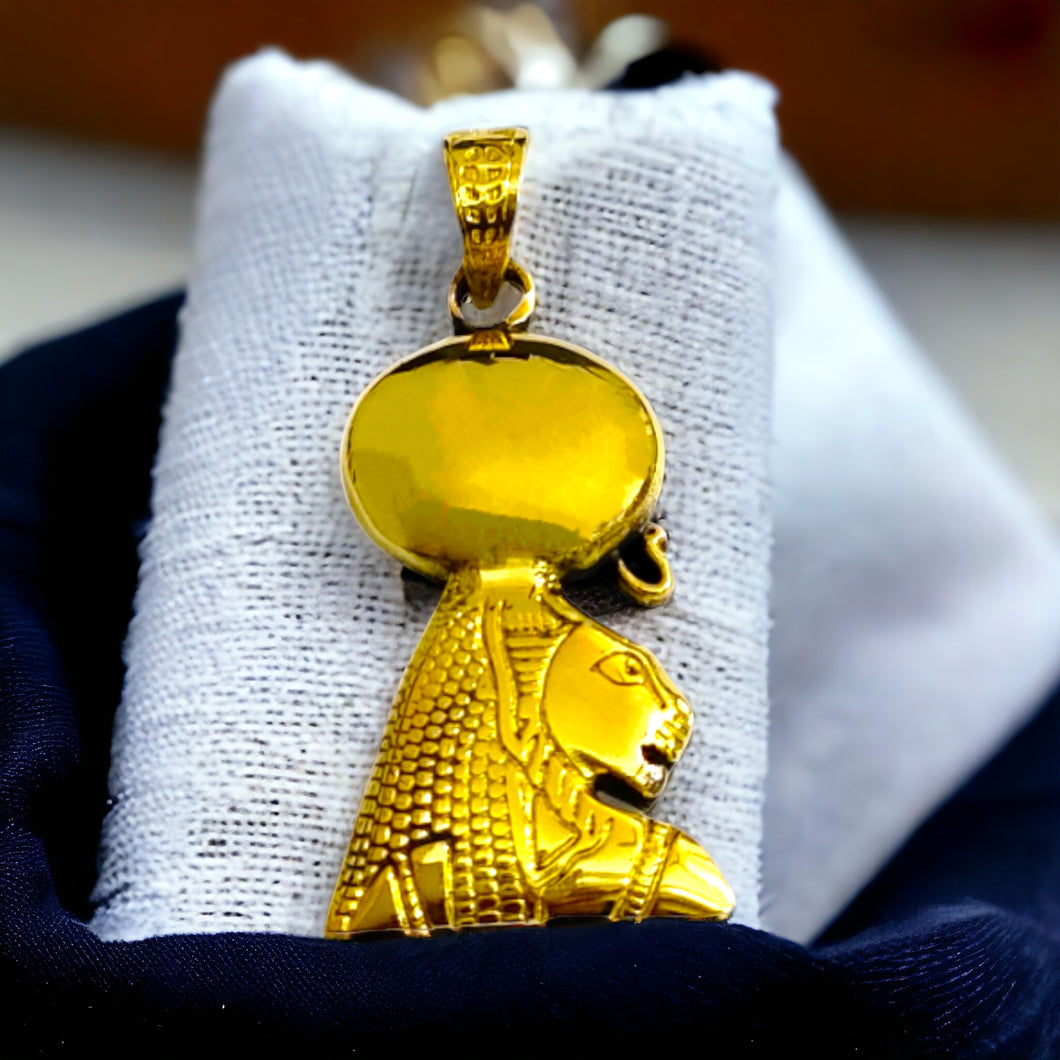 Sekhmet Pendant, Egyptian Jewelry, Ancient Egyptian Amulet, God and Goddess Talsiman Pendant, Divine Minimalist Pendant, Gift for Men and Women