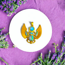 Load image into Gallery viewer, Winged Opal Scarab Pendant, Egyptian Jewelry
