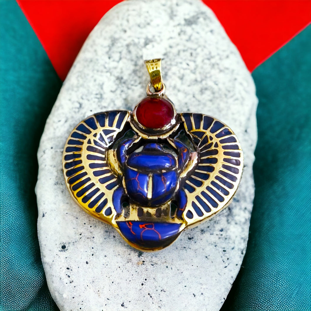 Royal Scarab Gold Pendant Necklace