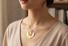Load image into Gallery viewer, Gold Goddess Isis Pendant, Winged Egyptian Goddess, Egyptian Jewelry, Divine Minimalist Necklace, Gift for Men and Women
